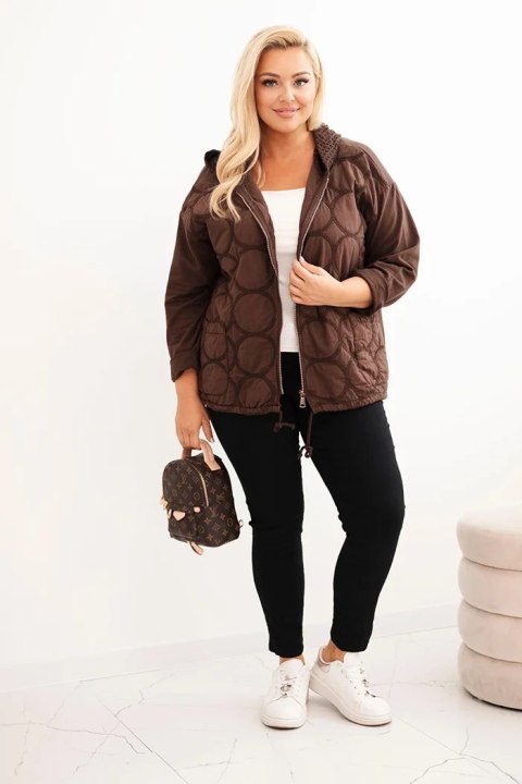 Bluza damska Plus Size bawełniana rozpinana na zamek brązowa