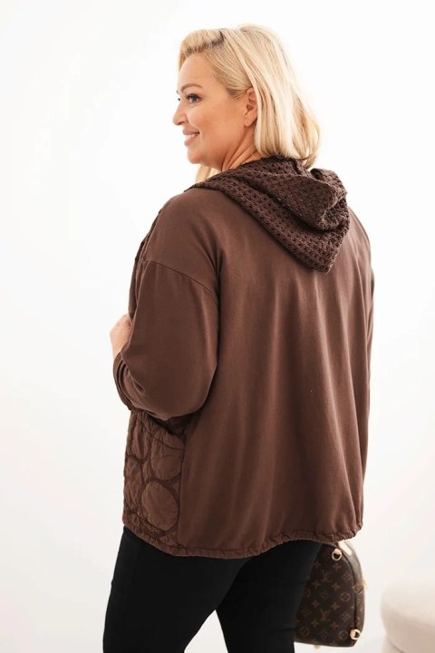 Bluza damska Plus Size bawełniana rozpinana na zamek brązowa