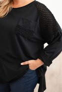 Bluza damska Plus Size bawełniana z nadrukiem czarna