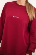 Komplet damski bawełniany bluza i legginsy z napisem Minimal bordowy