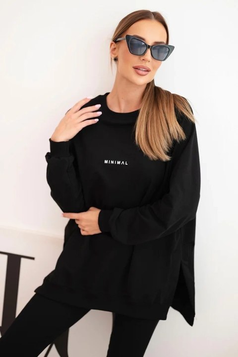 Komplet damski bawełniany bluza i legginsy z napisem Minimal czarny