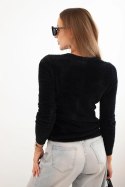 Sweter damski alpaka z okrągłym dekoltem czarny