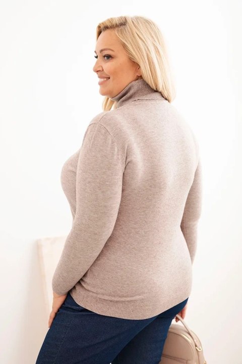 Sweter damski wiskozowy Plus Size z golfem o klasycznym kroju fango