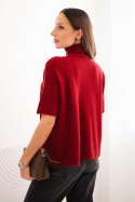 Sweter damski z golfem o luźnym kroju bordowy