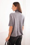 Sweter damski z golfem o luźnym kroju szary