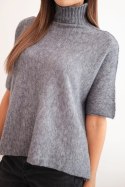 Sweter damski z golfem o luźnym kroju szary