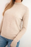 Sweter damski z półgolfem z miękkiej dzianiny ciemno beżowy