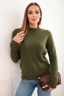 Sweter damski z półgolfem z miękkiej dzianiny khaki