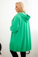 Bluza damska Plus Size bawełniana z kapturem i zamkiem zielona