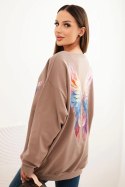Bluza damska oversize z bawełny z kolorowymi skrzydłami na plecach fango