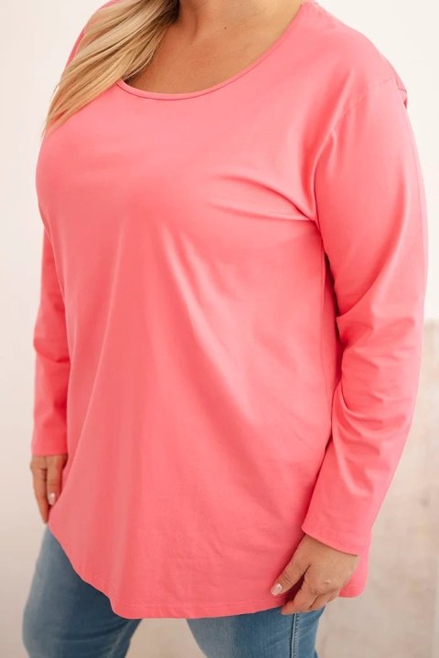 Bluzka damska Plus Size z dekoltem w łódkę różowa
