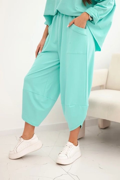 Komplet bawełniany bluza + spodnie ciemny miętowy