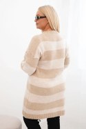 Sukienka damska swetrowa Plus Size w pasy beżowa