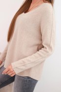 Sweter damska z wiskozą z dekoltem w serek ciemno beżowy