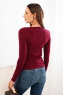 Sweter damski wiskozowy z okrągłym dekoltem i dopasowanym fasonem bordowy