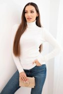 Sweter damski z wiskozy z golfem i długim rękawem biały