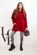 Bluza ocieplana z rozcięciami na bokach bordowa