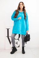 Bluza ocieplana z rozcięciami na bokach turkusowa