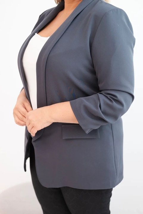 Marynarka damska Plus Size bez zapięcia z podszewką XL/2XL grafitowa