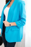 Marynarka damska bez zapięcia z podszewką S/M turkusowa