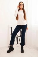 Sweter damski z baby alpaki z długim rękawem beżowy