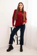 Sweter damski z baby alpaki z długim rękawem bordowy