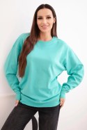 Bluza damska pętelkowa bawełniana basic z okrągłym dekoltem miętowa