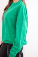 Bluza damska pętelkowa bawełniana basic z okrągłym dekoltem zielona