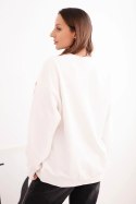 Bluza damska pętelkowa bawełniana z kapturem i kieszenią kangurką biała