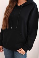 Bluza damska pętelkowa bawełniana z kapturem i kieszenią kangurką czarna
