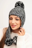 Czapka damska uszatka Emma K343 czarna