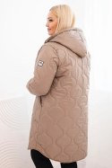 Kurtka damska Plus Size zimowa pikowana z kapturem fango