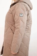 Kurtka damska Plus Size zimowa pikowana z kapturem fango