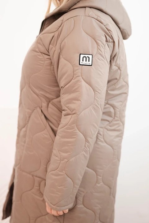 Kurtka damska Plus Size zimowa pikowana z kapturem fango