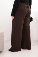 Spodnie damskie Plus Size z szeroką nogawką i elastycznym pasem brązowe