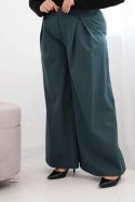 Spodnie damskie Plus Size z szerokimi nogawkami i plisowaniem morskie