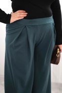 Spodnie damskie Plus Size z szerokimi nogawkami i plisowaniem morskie