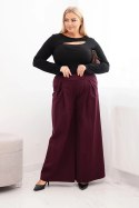 Spodnie damskie Plus Size z szerokimi nogawkami i plisowaniem śliwkowe