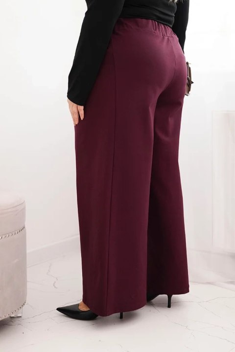 Spodnie damskie Plus Size z szerokimi nogawkami i plisowaniem śliwkowe