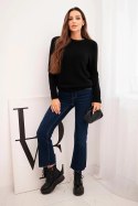 Sweter damski z baby alpaki z długim rękawem czarny