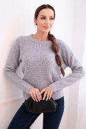 Sweter damski z baby alpaki z długim rękawem jasno szary