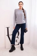 Sweter damski z baby alpaki z długim rękawem jasno szary