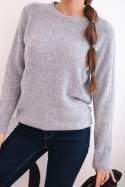 Sweter damski z baby alpaki z długim rękawem jasno szary