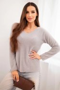 Sweter damski z miękkiej dzianiny z dekoltem V fango
