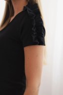 Bluzka damska bawełniana na jedno ramię z falbanką czarna