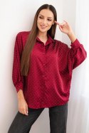 Bluzka damska elegancka z wiskozy z guziczkami i kołnierzykiem bordowa