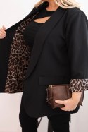 Marynarka damska Plus Size z podszewką w panterkę czarna