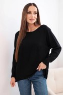 Sweter damski z dłuższym tyłem i tłoczoną gwiazdą czarny