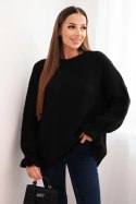 Sweter damski z dodatkiem moheru i wełny o luźnym fasonie czarny