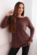 Sweter damski z miękkiej dzianiny z okrągłym dekoltem camelowy